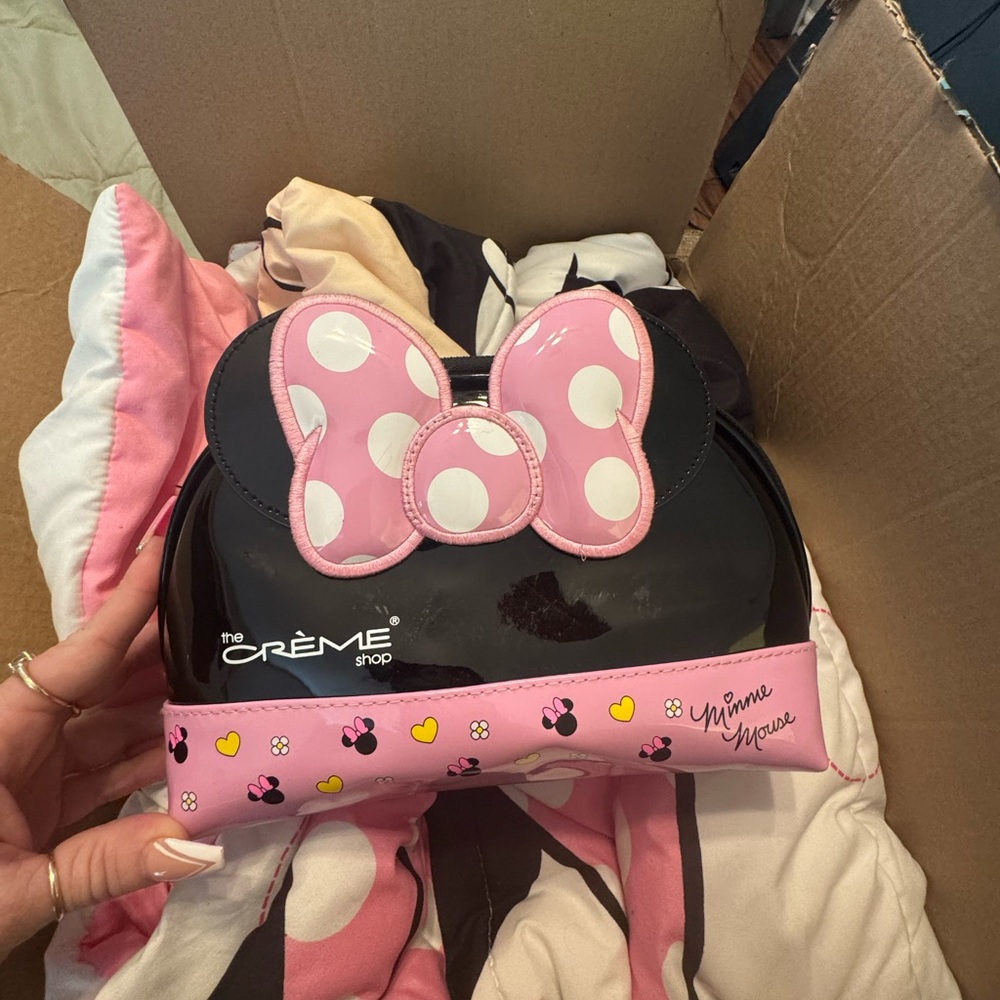 The Crème Shop Minnie Mouse Pink and Black Bag